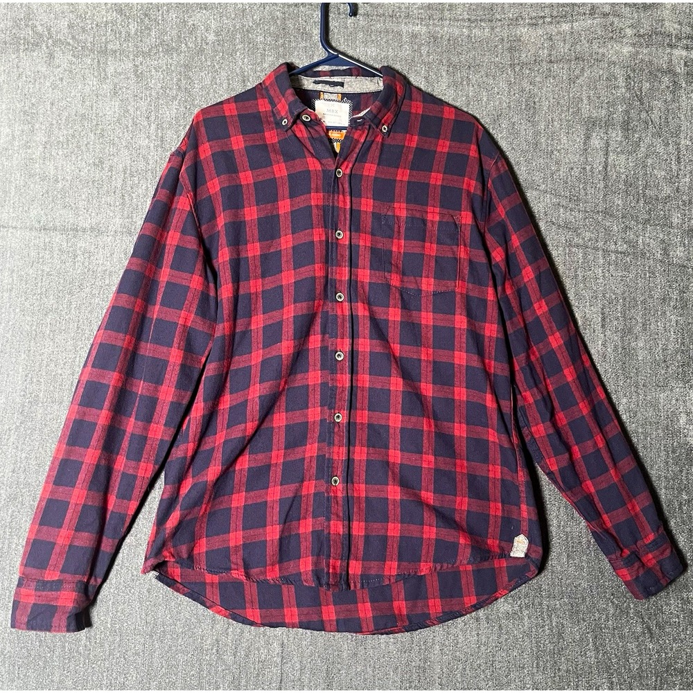MBX Mens XL Classic Fit Plaid Flannel Long Sleeve Button Down Shirt Pockets